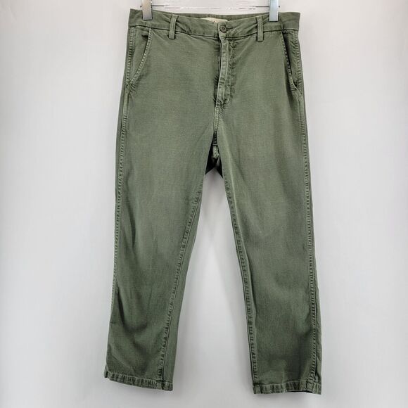 AMO Easy Trousers In Surplus Green Size 28 Womens Cropped Straight Leg High Rise - Picture 3 of 13